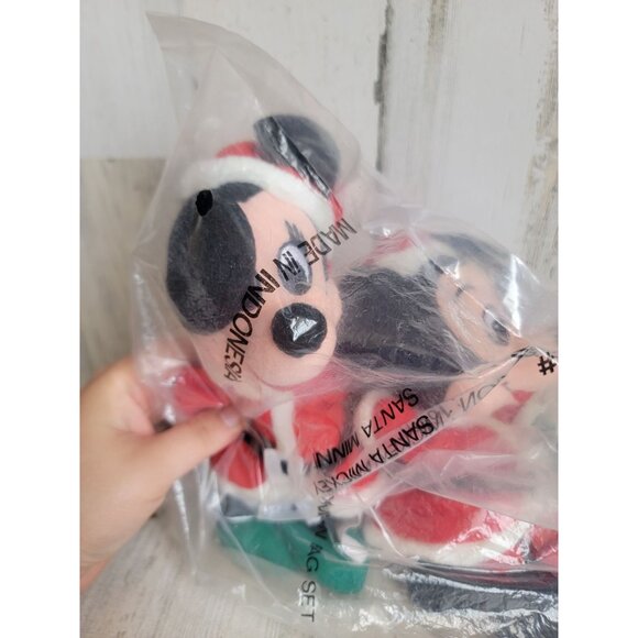 Santa Claus Mickey Minnie Mouse plush set xmas - Picture 3 of 7